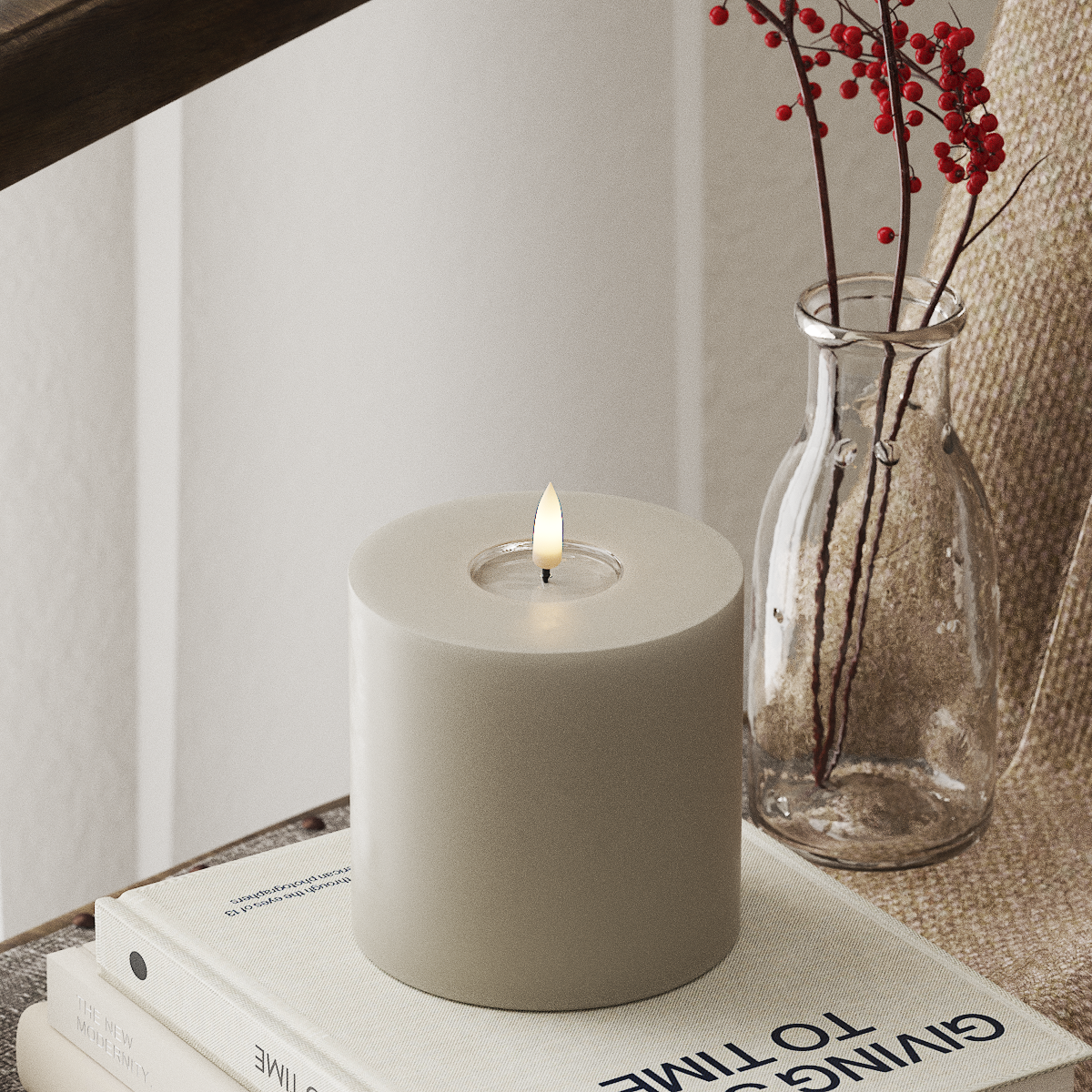 Deluxe Homeart LEDs Vela pilar Ø 10 x 10 cm Areia LEDs Vela pilar 4