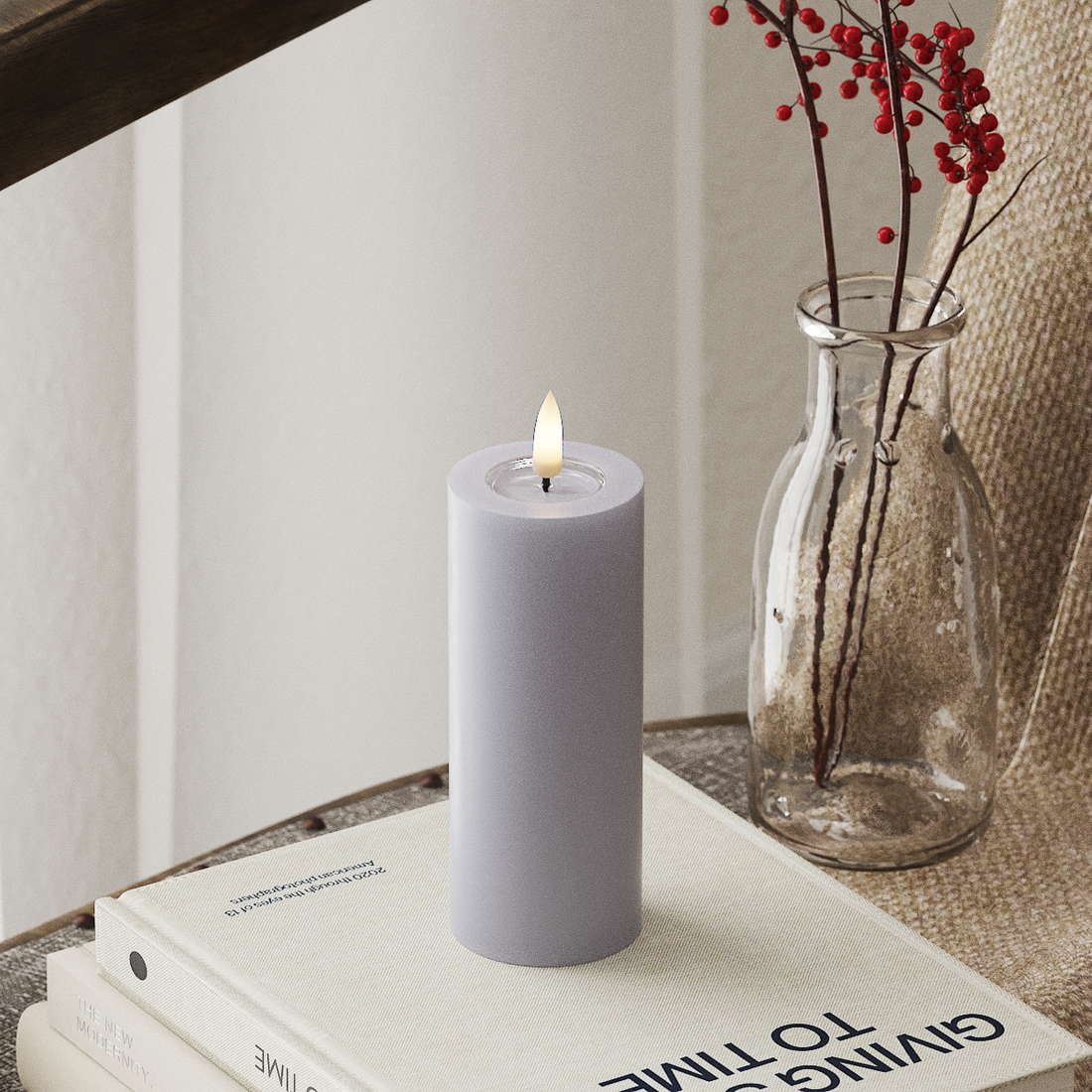 Deluxe Homeart LED Blockljus Ø 5 x 12,5 cm Stövet blå LED Blockljus 4