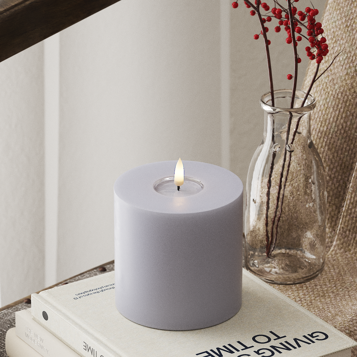 Deluxe Homeart Φωτιστικό μπλοκ LED Ø 10 x 10 cm Ξεθωριασμένο μπλε Φως μπλοκ LED 4