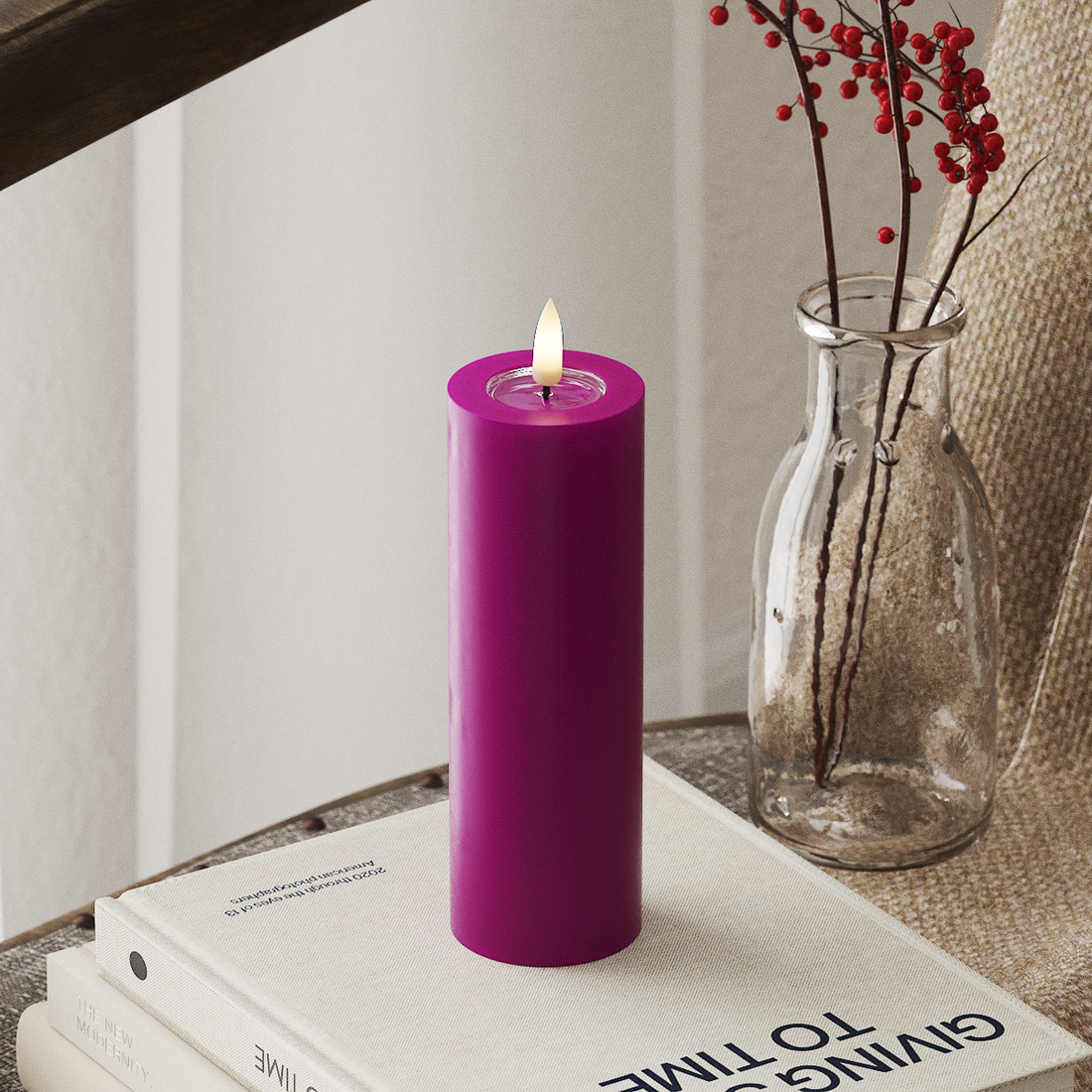 Deluxe Homeart LED Blockljus Ø 5 x 15 cm Violet LED Blockljus 4