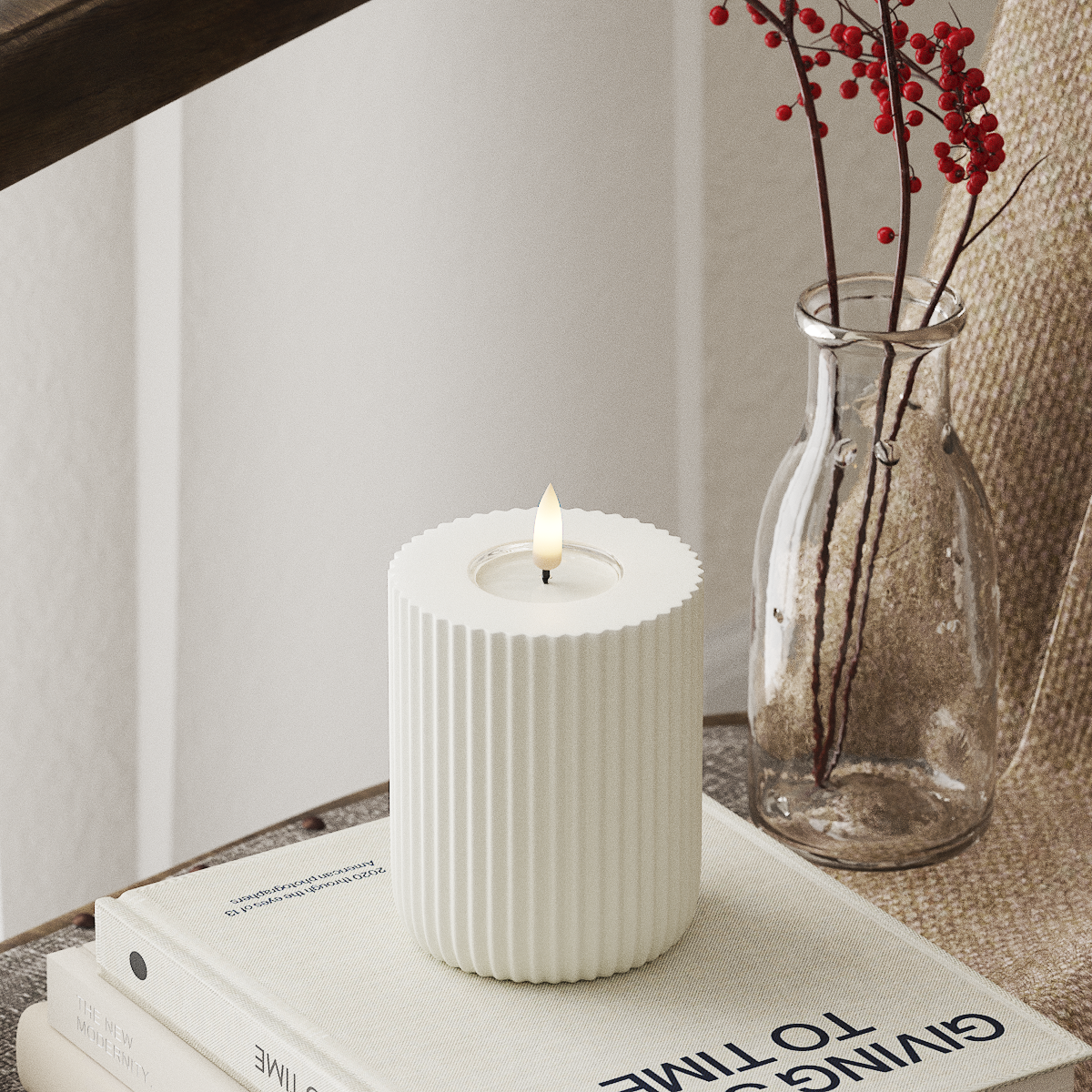 Deluxe Homeart Solid Stripe LED Blockljus Ø 8 X 10 Cm Vit LED Form 4