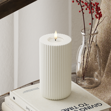 Deluxe Homeart Solid Stripe LED Blockljus Ø 8 X 15 Cm Vit LED Form 4