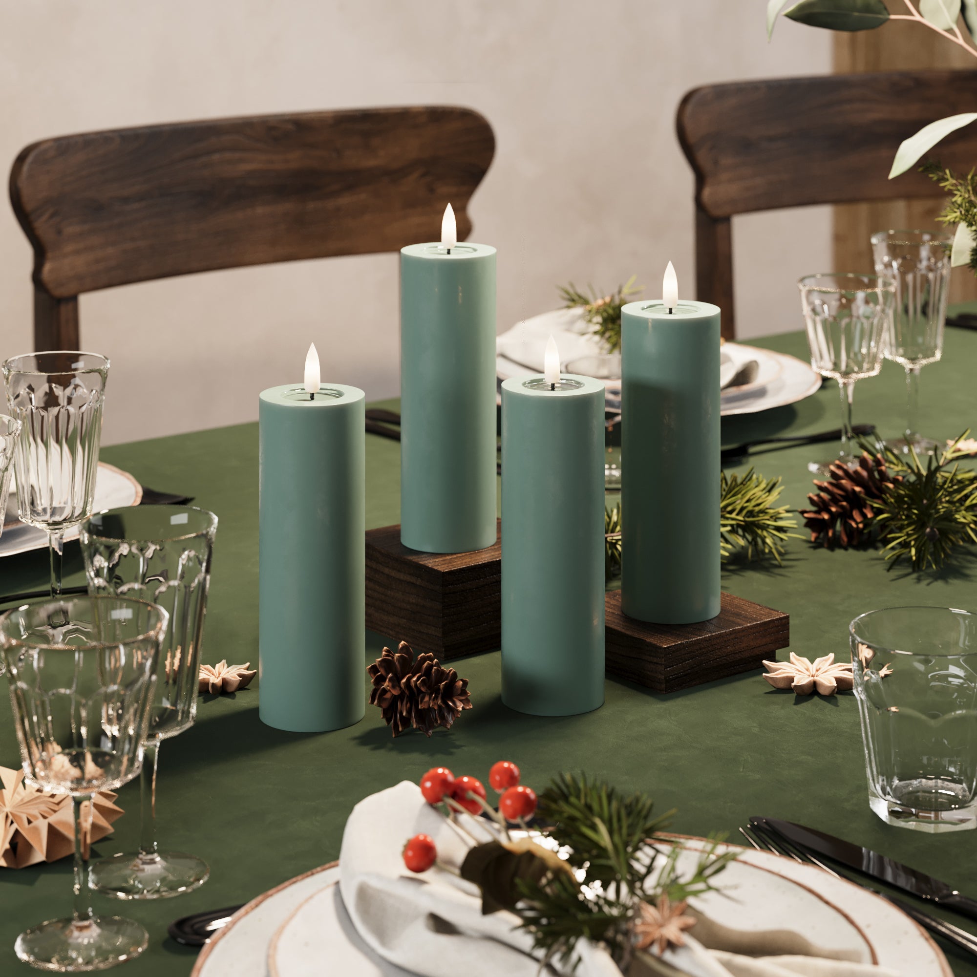 LED -plokktuled Ø 5 x 15 cm Jaaderoheline + 4 tk