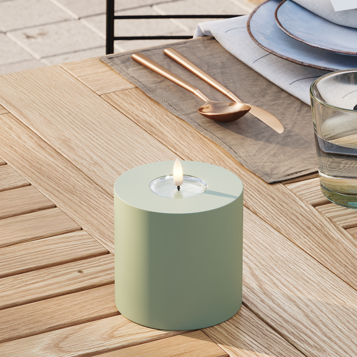 Deluxe Homeart Välis-LED plokkvalgusti Ø 10 x 10 cm Tolmune roheline LED-välisvalgusti plokivalgusti 3