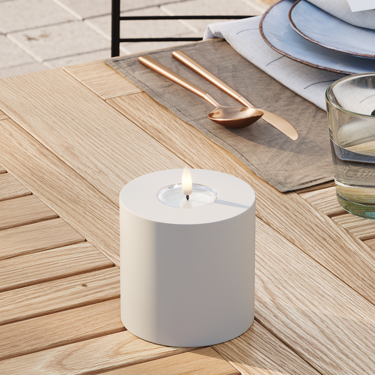 Deluxe Homeart Φωτιστικό μπλοκ LED εξωτερικού χώρου Ø 10 x 10 cm Άμμος Φως μπλοκ εξωτερικού φωτός LED 3