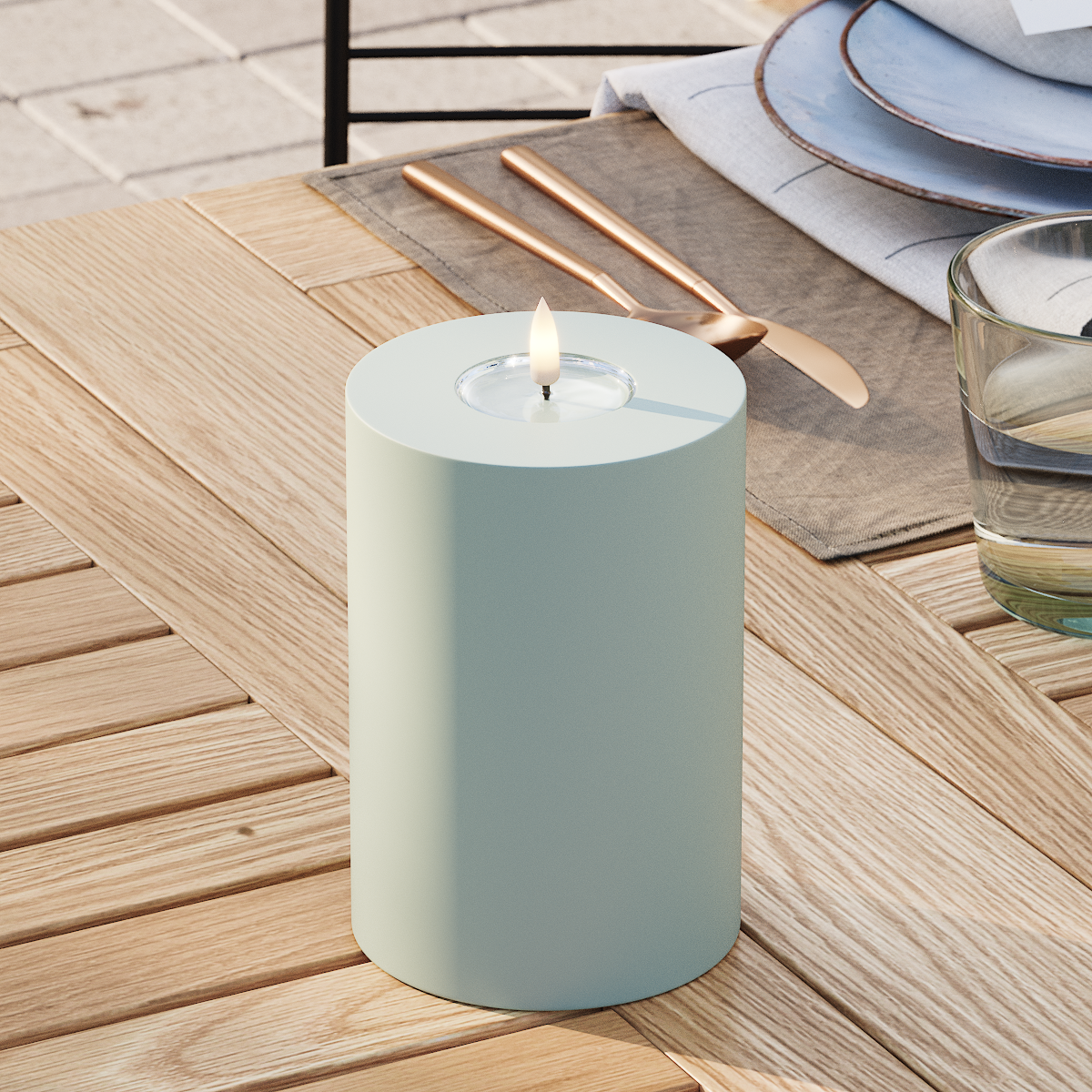 Deluxe Homeart Φωτιστικό μπλοκ LED εξωτερικού χώρου Ø 10 x 15 cm Φασκόμηλο πράσινο Φως μπλοκ εξωτερικού φωτός LED 3