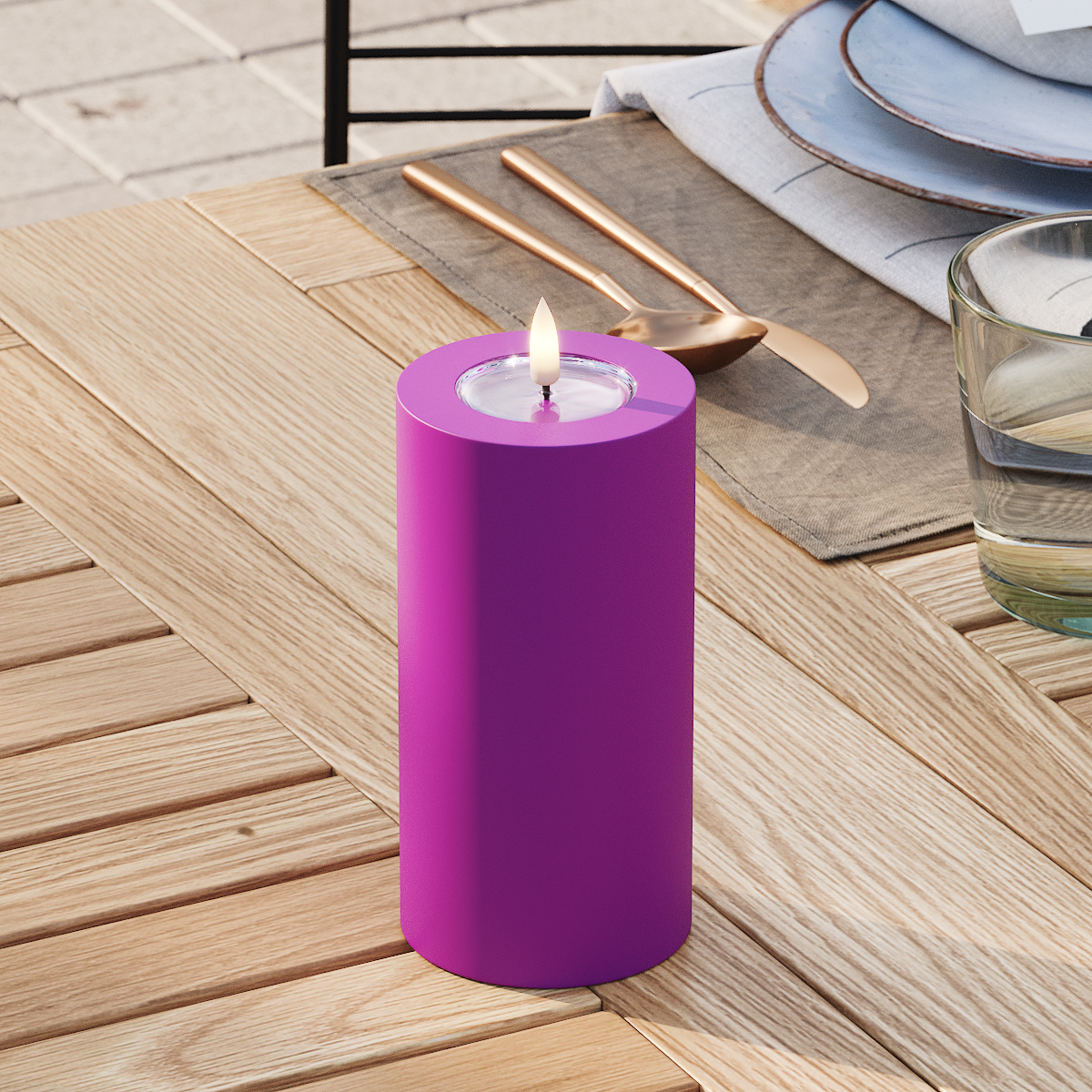 Deluxe Homeart Venkovní LED blokové světlo Ø 7,5 x 15 cm Fialová LED venkovní světelné blokové světlo 3