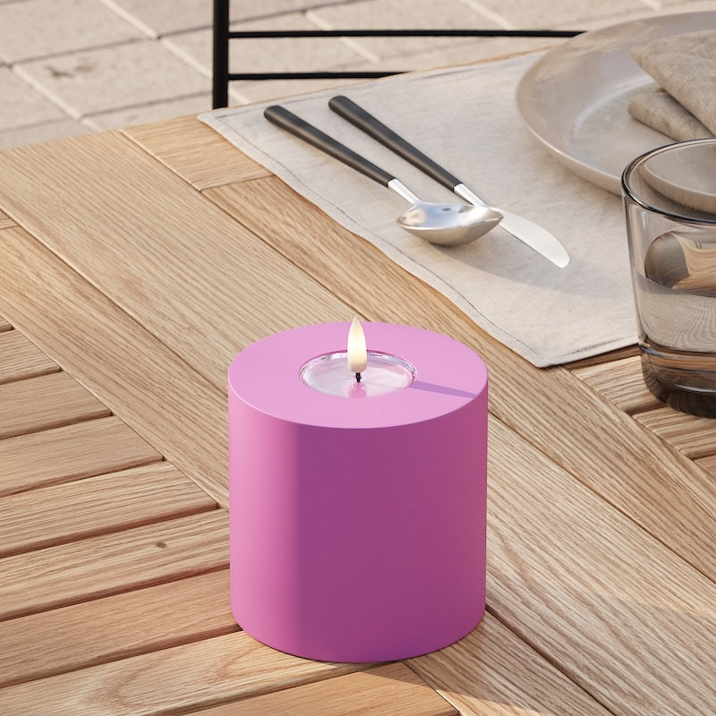 Deluxe Homeart Utomhus LED Blockljus Ø 10 x 10 cm Magenta LED utomhusljus Blockljus 2