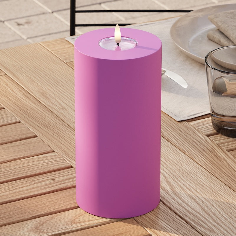 Deluxe Homeart Utomhus LED Blockljus Ø 10 x 20 cm Magenta