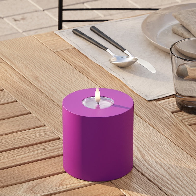 Deluxe Homeart Udendørs LED Bloklys Ø 10 x 10 cm Violet