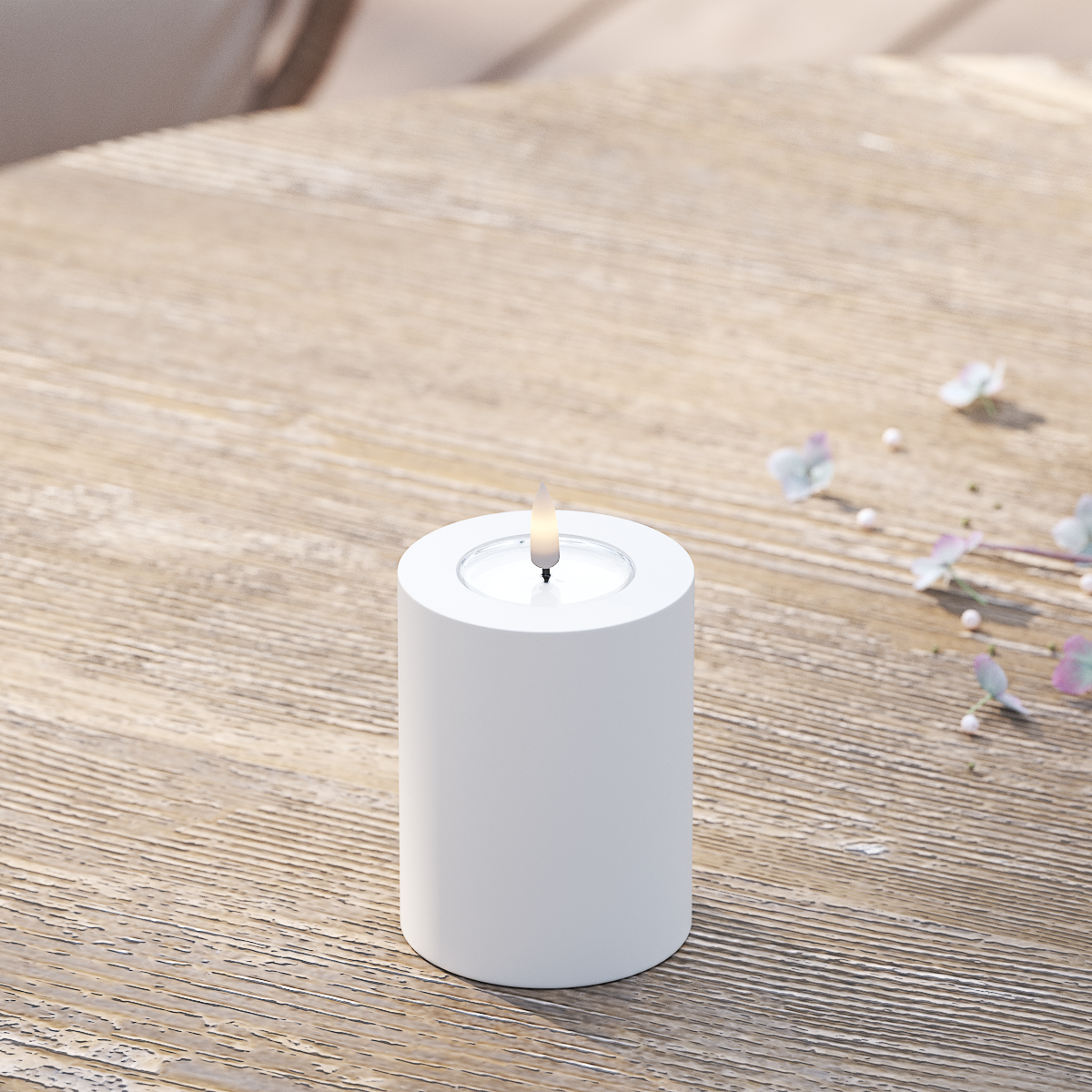 Deluxe Homeart Udendørs LED Bloklys Ø 7,5 x 10 cm Hvid LED udendørslys bloklys 2