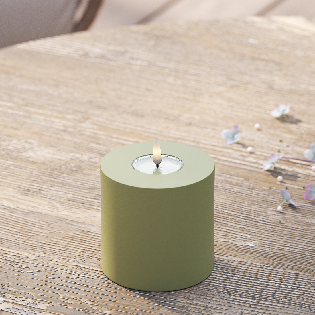 Deluxe Homeart Venkovní LED blokové světlo Ø 10 x 10 cm Olivově zelená LED venkovní světelné blokové světlo 2