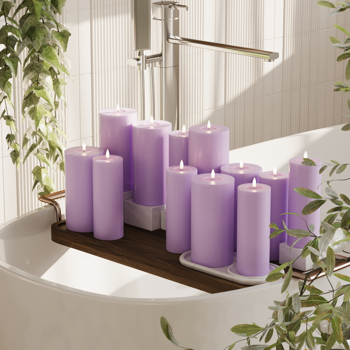 Deluxe Homeart LED plokkvalgusti pakett - Lavendel - 6 x 7,5 x 20 | 6x 10x20 cm pakend 2