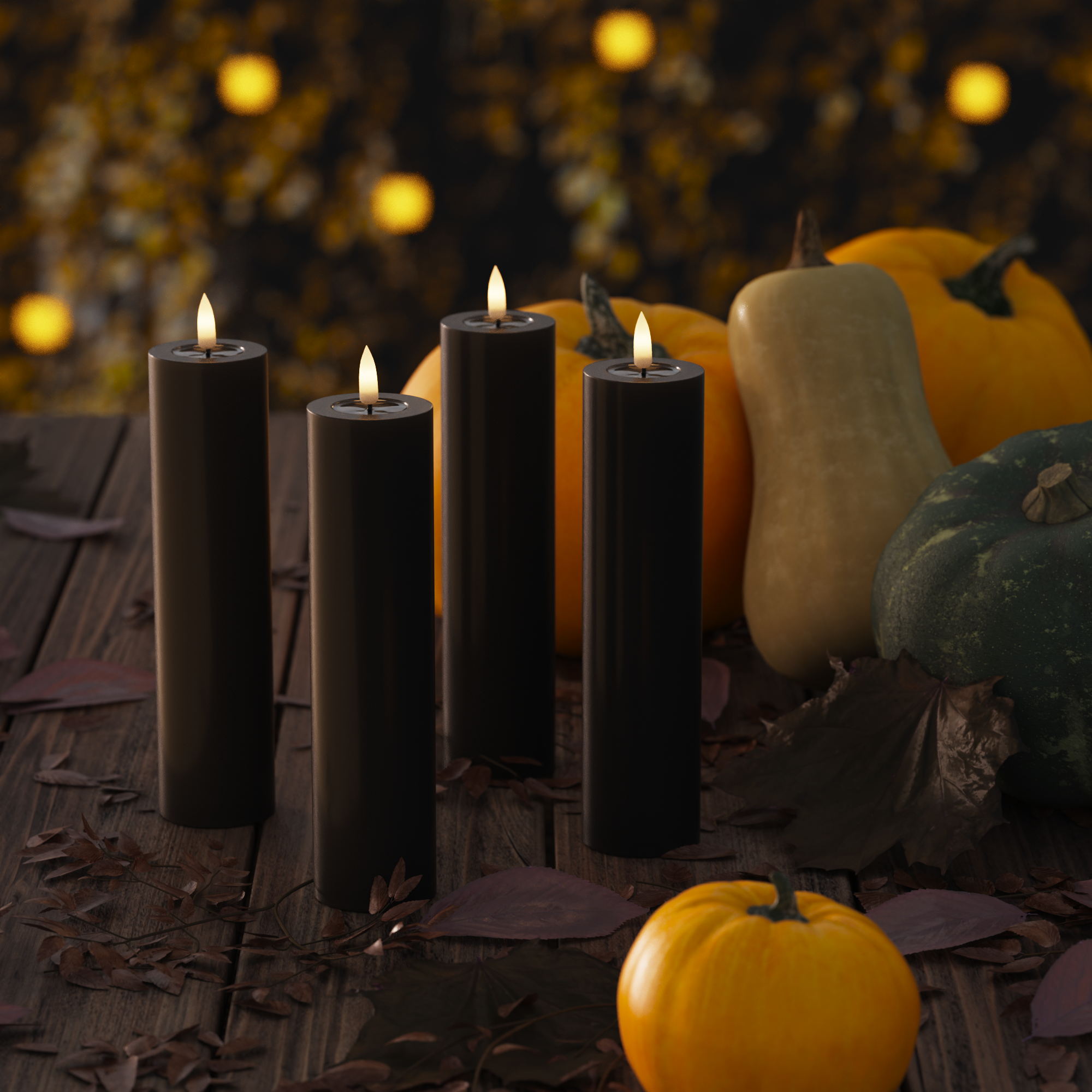 LIDERADO Vela pilar Ø 5 x 20 cm Preto - 4 pcs