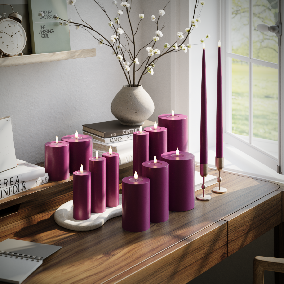 Deluxe Homeart Pacote de velas LED - Violeta - 5 x 10 + 12,5 + 15 + 20 | 7,5 x 10 + 12,5 + 15 + 20 | 5 x 10 + 15 + 20 | 2 peças de 38 cm pacote 1