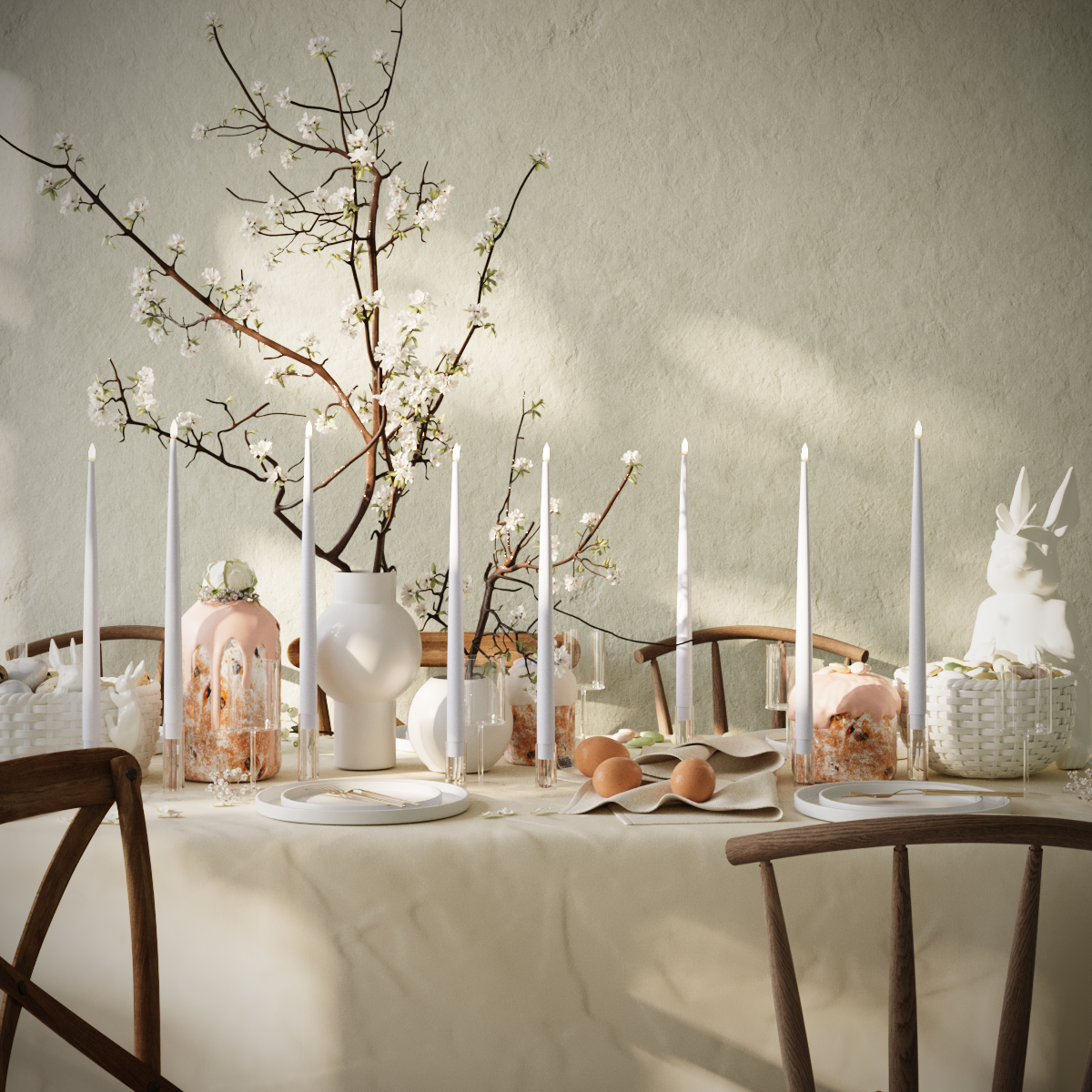 Deluxe Homeart LED Stearinlys pakke - Støvet blå - 8 stk 38 cm lys pakke 1