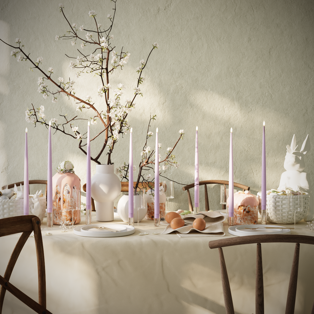 Deluxe Homeart LED Kertelys pakke - Lavendel - 8 stk 38 cm kertelys pakke 1