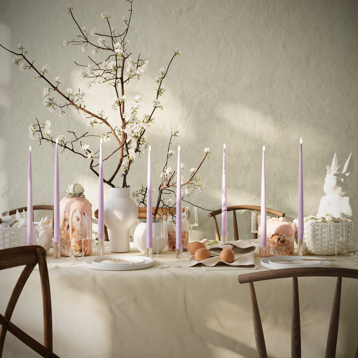 Deluxe Homeart Πακέτο LED Candle Light - Λεβάντα - 8 τεμ. κεριά 38 cm συσκευασία 1