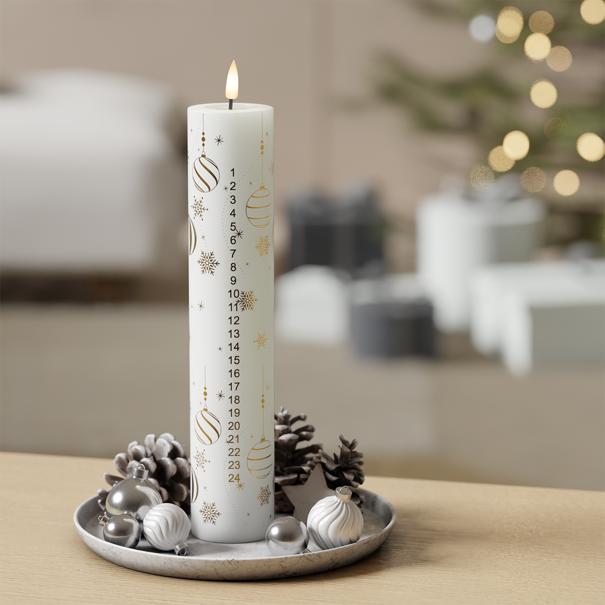 Deluxe Homeart LED osvětlení kalendáře - zlaté Vánoce 1