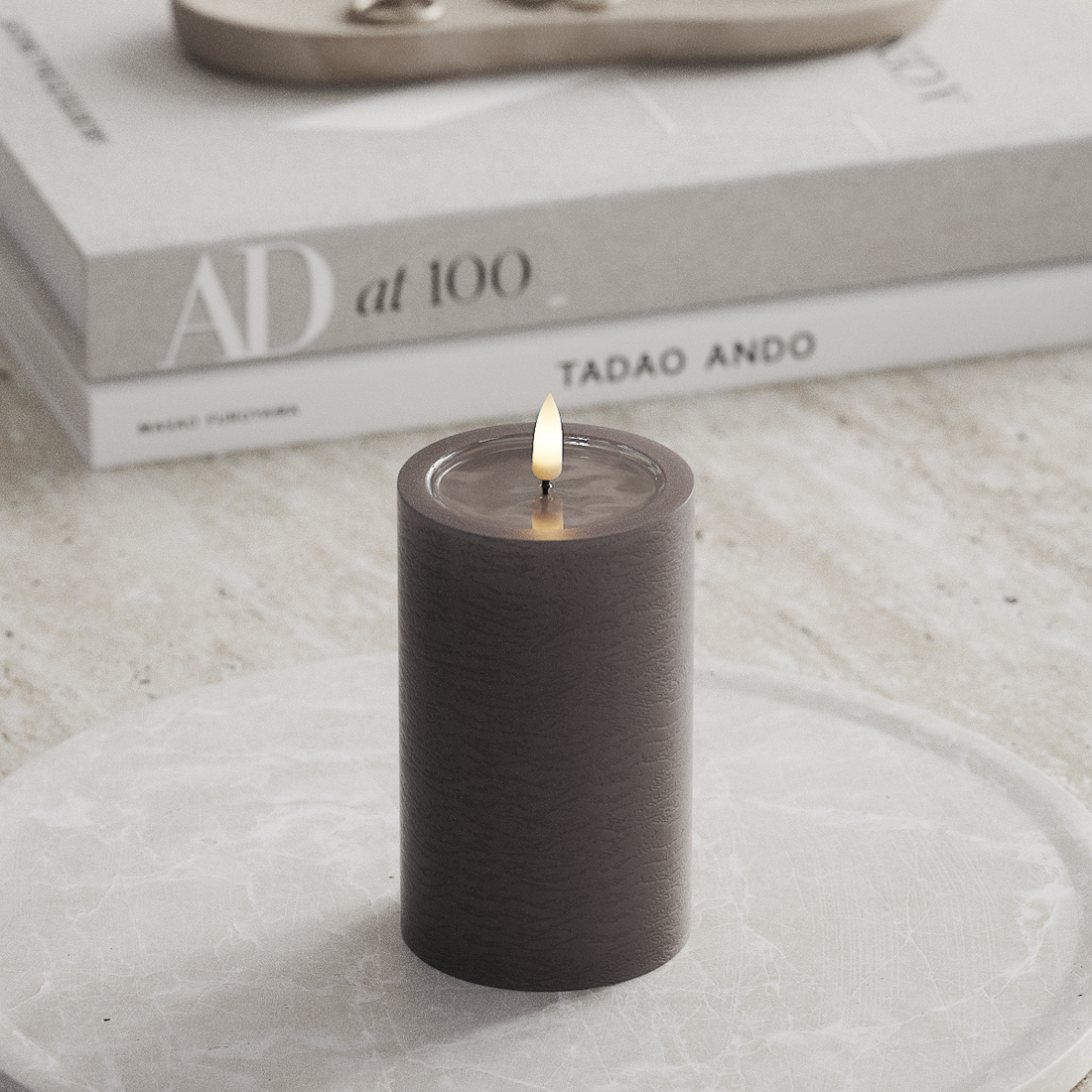 Deluxe Homeart Unique LED Bloklys D 7,5 x 12,5 cm Mokka unique bloklys 3