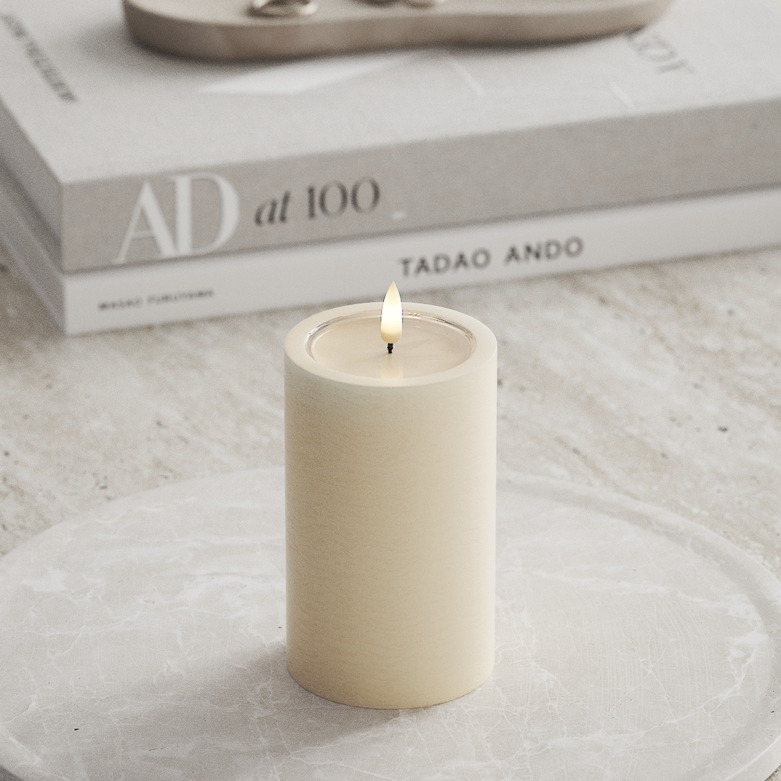 Deluxe Homeart Unique LED Bloklys D 7,5 x 12,5 cm Cream unique bloklys 3