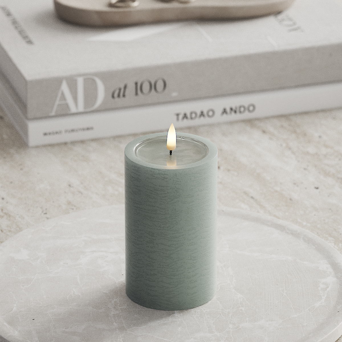 Deluxe Homeart Unique LED Blockljus D 7,5 x 12,5 cm Salviagrön unique Blockljus 1