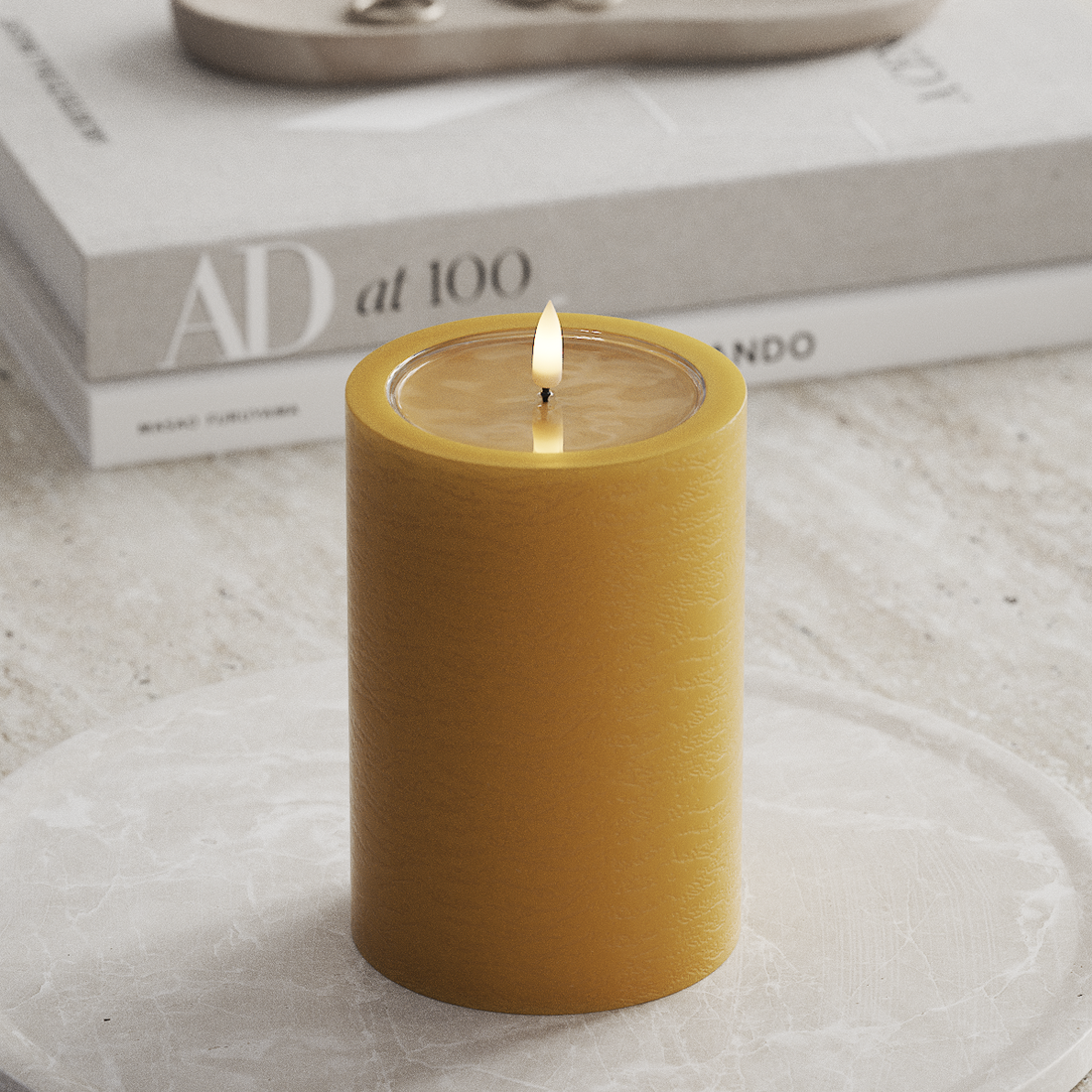 Deluxe Homeart Unique LED Blockljus D 10 x 15 cm Curry unique Blockljus 3