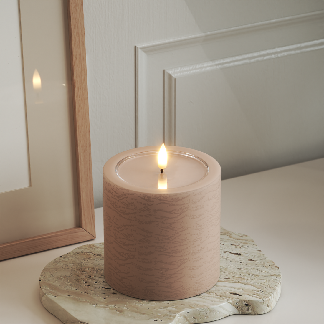 Deluxe Homeart Unique LED Blockljus D 10 x 10 cm Rose unique Blockljus 3